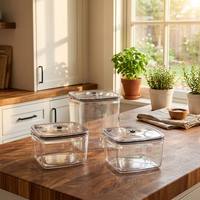 Groothandel BPA-vrije plastic vacuüm luchtdichte vaatwasserbestendige moderne vierkante opbergcontainer stapelbare bus voor gedroogd fruit