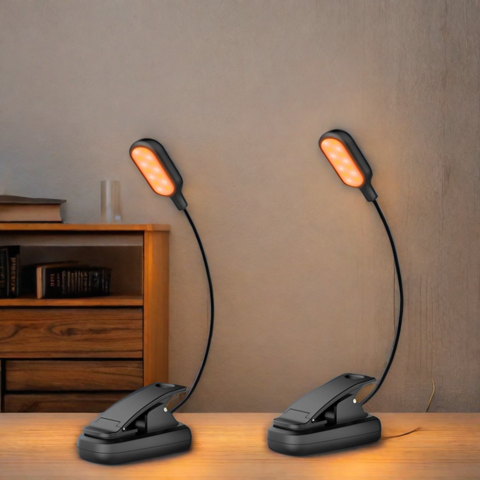 LOHAS RL002-USB USB Rechargeable LED Reading Light - Dimmable Flexible Clip Book Light