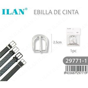 Hebilla de cinturón ILAN de 2.5 cm color plata para cinturones de cuero - Product Image 3