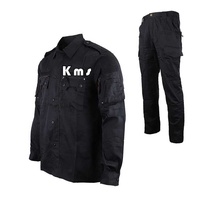 Uniforme tactique unisexe KMS prêt à être expédié, noir, tissé, respirant, anti-déchirure, pour la sécurité extérieure, la chasse et l'entraînement
