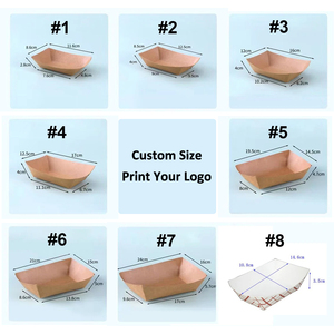 Conteneurs Kraft jetables à faible quantité minimale de commande plateau alimentaire plateau de bateau carton transporteurs de nourriture puces collations papier Kraft à emporter - Product Image 6