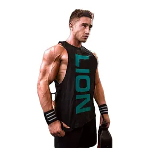 Mens 100% Cotton Workout Breathable Tank Top Muscleman Sleeveless Stringer Sports Vest Custom Bodybuilding Fitness Singlets