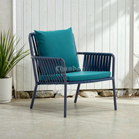 Ensemble de table de chaise de salle à manger en aluminium avec accoudoir chaises de corde de salle à manger en plein air patio