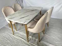 Meubles de maison modernes avec table à manger en marbre à pieds métalliques pivotants
