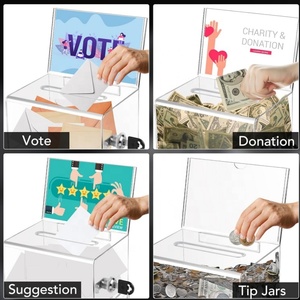 กล่องบริจาคอะคริลิคใสพร้อมล็อคกล่องแสดงข้อเสนอแนะพร้อมช่องสำหรับการประชุมในโรงเรียนการระดมทุน - Product Image 2