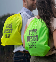 Pochette à cordon promotionnelle sac à provisions en nylon polyester coloré sac à dos à cordon non tissé logo personnalisé disponible