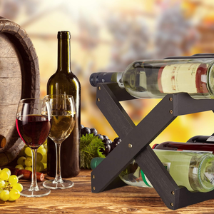 Samimi bambu ülke ev tarzı 6-Parties şarap rafı partiler için katlanır şişe tutucu siyah şarap rafı - Product Image 3