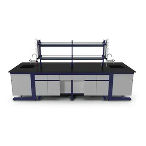 Electrical Laboratory Furniture Island Table Corrosion Resistance Work Bench With Cabinets Storage