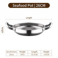 Marmite à fruits de mer en acier inoxydable 430 de 26 cm, économique pour usage commercial, compatible avec cuisinière à gaz, design moderne, sans couvercle