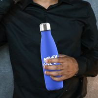 Botol Air 500ml Custom, Cangkir Terisolasi untuk Luar Ruangan, Botol Olahraga Mulut Kecil 17oz, Flask Vakum Bentuk Cola, Mug Termo
