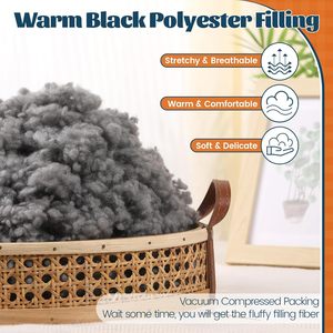 Relleno de <span class=keywords><strong>Fibra</strong></span> de 2 Onzas, Relleno de Poliéster Gris Oscuro, Relleno de <span class=keywords><strong>Fibra</strong></span> de Algodón Cálido para Manualidades de Ganchillo, Animales de Peluche DIY - Product Image 5