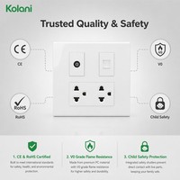 Plaque murale triple module carrée Kolani 120, prise universelle 6 trous TV/CATV/téléphone 16A 250V 4 sorties, panneau PC blanc brillant