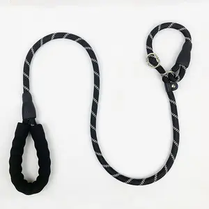 Manufacture hot selling Reflective Non-Slip Dog Leash Thickened P-chain Nylon Rope Dog Running Leashes and collar