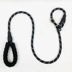 Manufacture Hot Selling Reflective Non-Slip Dog Leash Thickened P-chain Nylon Rope Dog Running Leashes And Collar