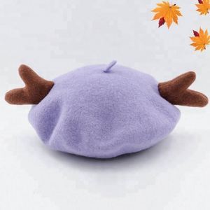 หมวกเบเร่ต์ขนสัตว์น่ารักสำหรับเด็กในเทศกาลคริสต์มาส พร้อมหูรูปกวาง - Product Image 5