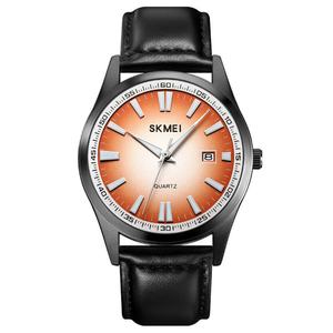 Skmei 1986 Men's Quartz <b>Watch</b> Alloy Large Grey Dial 3BAR <b>Waterproof</b> Business Simple Calendar Casual Leather Band Glass Window - Product Image 4