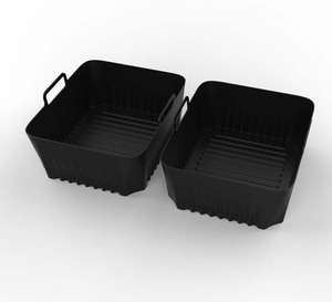 10.4L 2 PEÇAS 5.2L Forros de Silicone Ecológicos de Grau Alimentício para Cestas de Fritadeira de Ar Ninja AF500, Assadeiras e Panelas PERFOSO Cinza/Preto - Product Image 2
