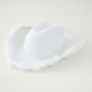 Sombrero de Vaquera Personalizado con Logotipo Impreso por Transferencia Térmica, Sombrero de Vaquera Rosa de Fieltro de Poliéster para Mujer, para Fiestas y Eventos - Product Image 6