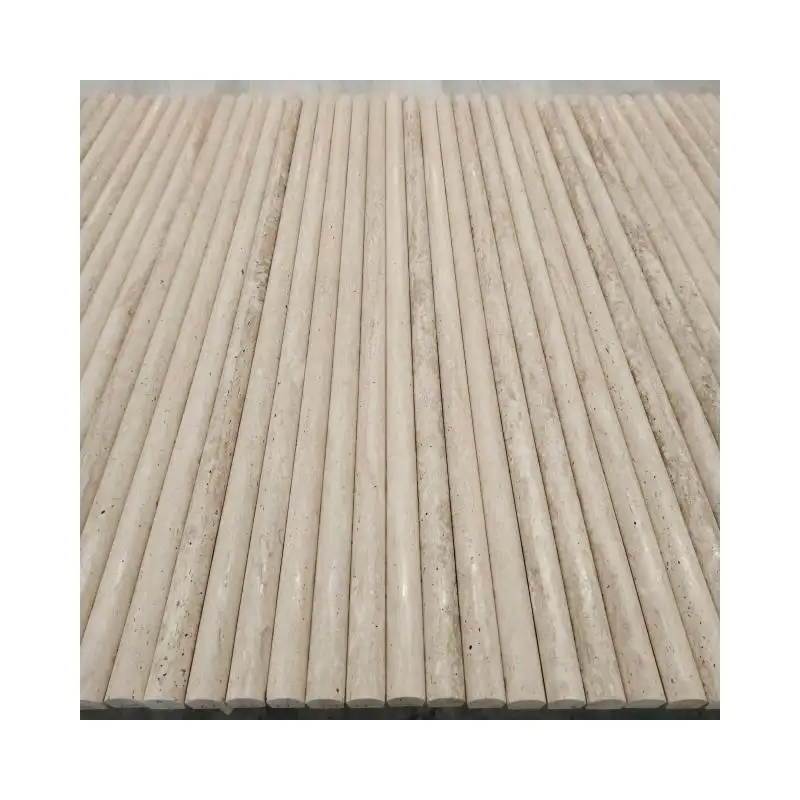 Shihui Groothandel Stenen Wandpaneel Travertijn Bullnose Strips Trim Voering Geribbelde Lijstwerk Potlood 3d Marmeren Fluit Tegels Voor Villa