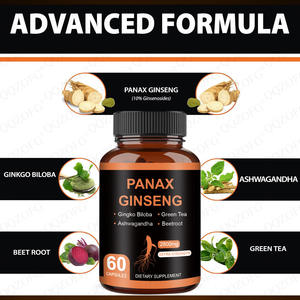 赤参5 in 1 エネルギーサプリメント 60カプセル ギンコビロバ アシュワガンダ ビートルート 緑茶 免疫サポート - Product Image 4