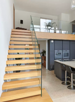 Escalier en verre flottant sur mesure, style loft luxueux, escalier artistique pour villa, duplex, maison à plusieurs étages