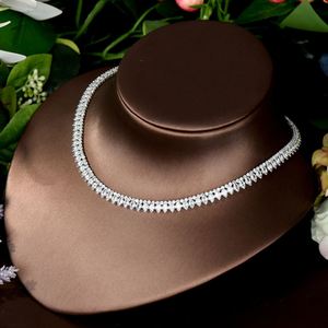 HIBRIDE haute qualité zircon cubique ensembles de bijoux de mariée mode goutte d'eau collier dame pendentif 4 pièces ensemble N-1464 de fête de mariage - Product Image 5