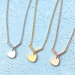 Collar con Colgante <span class=keywords><strong>de</strong></span> Corazón en Blanco con Incrustaciones <span class=keywords><strong>de</strong></span> Circonitas Cúbicas Ywyougang, Cadena Decorativa <span class=keywords><strong>de</strong></span> Acero Inoxidable, Joyería Fina con Grabado Personalizado para Mujer - Product Image 1