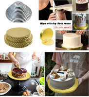 Planches à gâteau écologiques, recyclables, antiadhésives, 10''/12'', carton de qualité alimentaire, imperméable, résistant à l'huile, 90 mm, argent, or