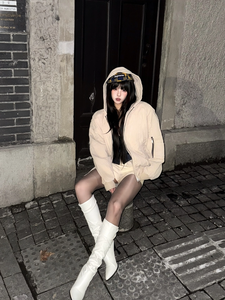 Giacca Invernale da Uomo Impermeabile in Stile Streetwear, Modello Vulture, in Lana/Poliestere, con Motivo a Lettere, Chiusura a Zip, Colore Grigio Lupo - Product Image 5