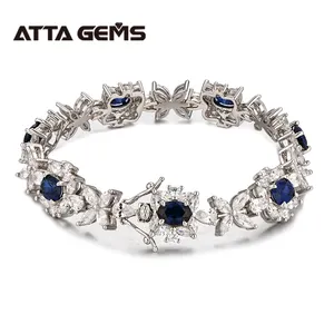 Attagems sang trọng carbon cao Zirconia Ruby Sapphire S925 Sterling bạc hoa Vòng đeo tay quyến rũ cổ điển giáng sinh trang sức quà tặng