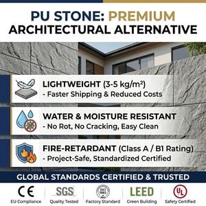 Panneau en pierre PU imperméable et résistant aux UV, pierre en mousse de polyuréthane durable et légère pour la construction extérieure - Product Image 3