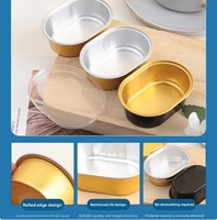 79*58*26mm 60ml Jetable Feuille D'aluminium Pan Ovale Motif De Qualité Alimentaire Plateau Boîte Emballage Efficace pour Desert Baking Container
