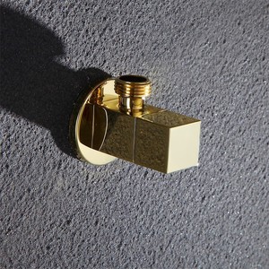 Adaptateur mural en forme de T en laiton brossé doré de bonne qualité pour toilettes, avec arrêt et déviateur d'eau, installation facile - Product Image 2