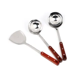 经典红角手柄厨具不锈钢勺子家用烹饪工具