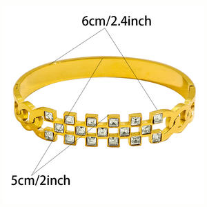 Pulsera de Acero Inoxidable con Baño de Oro de 18K y Circonita, Diseño Moderno, Antideslustre, para Mujer - Product Image 4