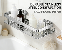 Étagère de salle de bain murale en acier inoxydable sur mesure, panier de douche pour articles de toilette et savon, support de rangement simple niveau en aluminium pour salle de bain