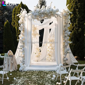 LEDA Wedding <b>Party</b> Decor Modern Outdoor Lawn Wedding Circular Wrought Iron Frame with White Fabric Draping <b>Backdrop</b> - Product Image 3