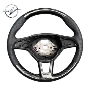 Volant sport léger à 3 branches en cuir et fibre de carbone forgée pour Skoda Octavia RS Sportline VRS Kodiaq Superb - Product Image 3