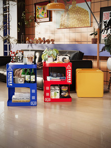 Mesa de Centro Pequeña Cuadrada de Hierro con Función Extraíble para Sala de Estar y Dormitorio, Diseño Artístico - Product Image 3