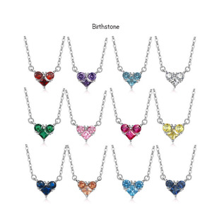 สร้อยคอเงินแท้ S925 รูปหัวใจประดับเพชรซิคอน พร้อมพลอยประจำเดือนเกิด 12 แบบ สร้อยคอขนาดกะทัดรัดสำหรับวันวาเลนไทน์ - Product Image 2