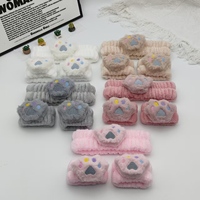 Ensemble bandeau et bracelet en peluche douce motif patte de chat, accessoire pour cheveux, spa, soins de la peau, maquillage, vente en gros