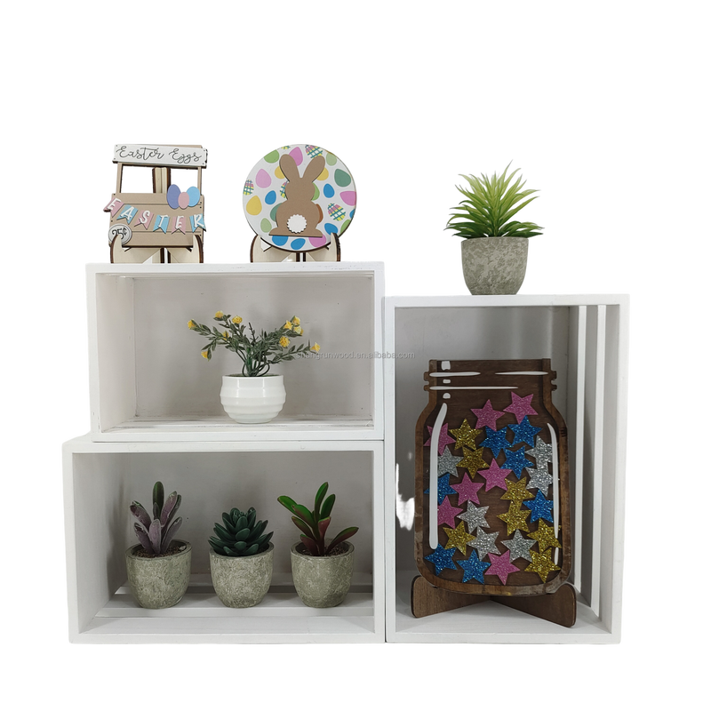 Rustic Rectangular Wood Storage Cube Flexible
