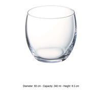 Vaso para Agua Arcoroc de 34 cl, Altura 8.5 cm, Diámetro 8.3 cm