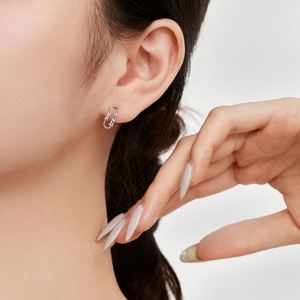 Dylam Tiny <b>Cute</b> Design Solid Sterling Silver Colorful Baguette 5A Cubic Zircon Diamond Paper Clip Shape Stud <b>Earrings</b> for Women - Product Image 3