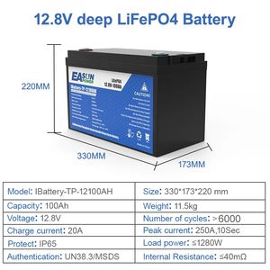 Batería LFP Easun Power Serie 24V: 25.6V 100Ah, 6000 Ciclos de Vida, BMS Integrado - Product Image 4