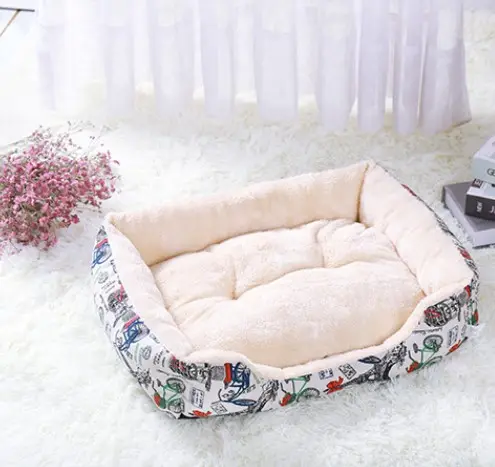 2021 Hot Sale Fluffy Printed Coral Fleece Winter Warm Soft Plush Cat Dog nest House Pet Bed pet mat Wholesale