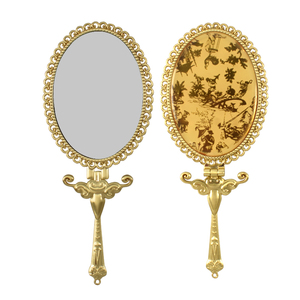 Bán buôn tùy chỉnh thực hiện hình bầu dục có thể gập lại cầm tay mỹ phẩm gương với hợp kim kẽm kết thúc xách tay kích thước nhỏ cho trang điểm hàng ngày sử dụng - Product Image 1