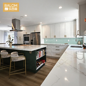 Mobili da Cucina BALOM Personalizzati in Stile Americano Moderno, Set di Armadi Modulari a L in Legno con <span class=keywords><strong>Isola</strong></span>, Pronti per il Montaggio - Product Image 2