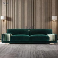 Ensemble canapé moderne luxueux confort en velours vert réglable et modulaire pour la maison ou l'hôpital en cuir, tissu et bois