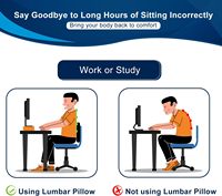 Almohada Ergonómica de Soporte Lumbar, Cojín de Espuma Viscoelástica para Alivio del Dolor, para Silla de Oficina, Silla de Escritorio, Silla de Juego, Correa Ajustable, Diseño de Mariposa